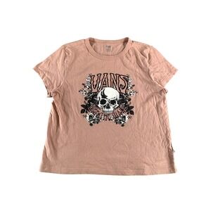 Vans Shirt Womens Extra Large Pink Skull Off The Wall Floral Graphic Tee Skate